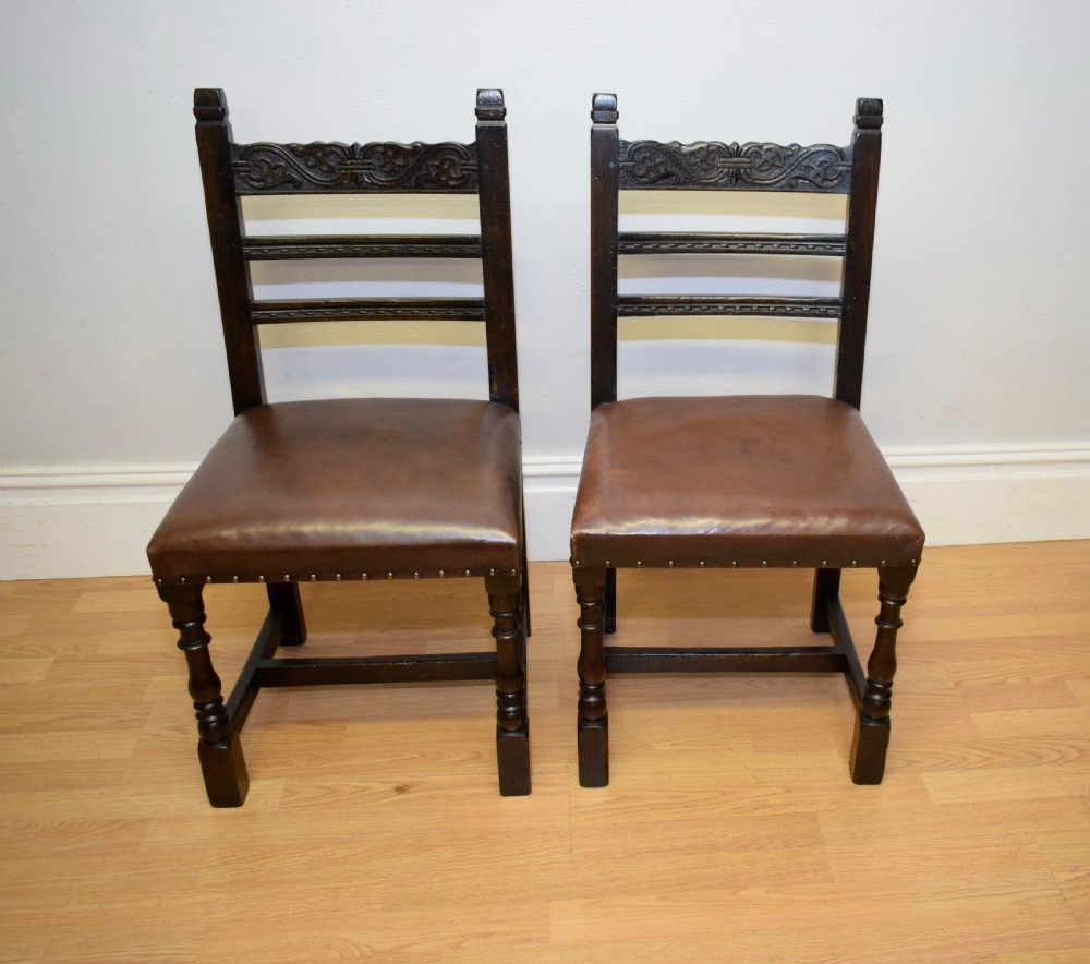 Antique 8 Carved Oak  Dining Chairs View III