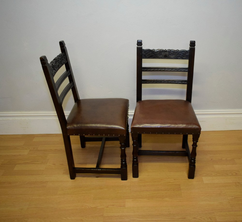 Antique 8 Carved Oak  Dining Chairs View IV