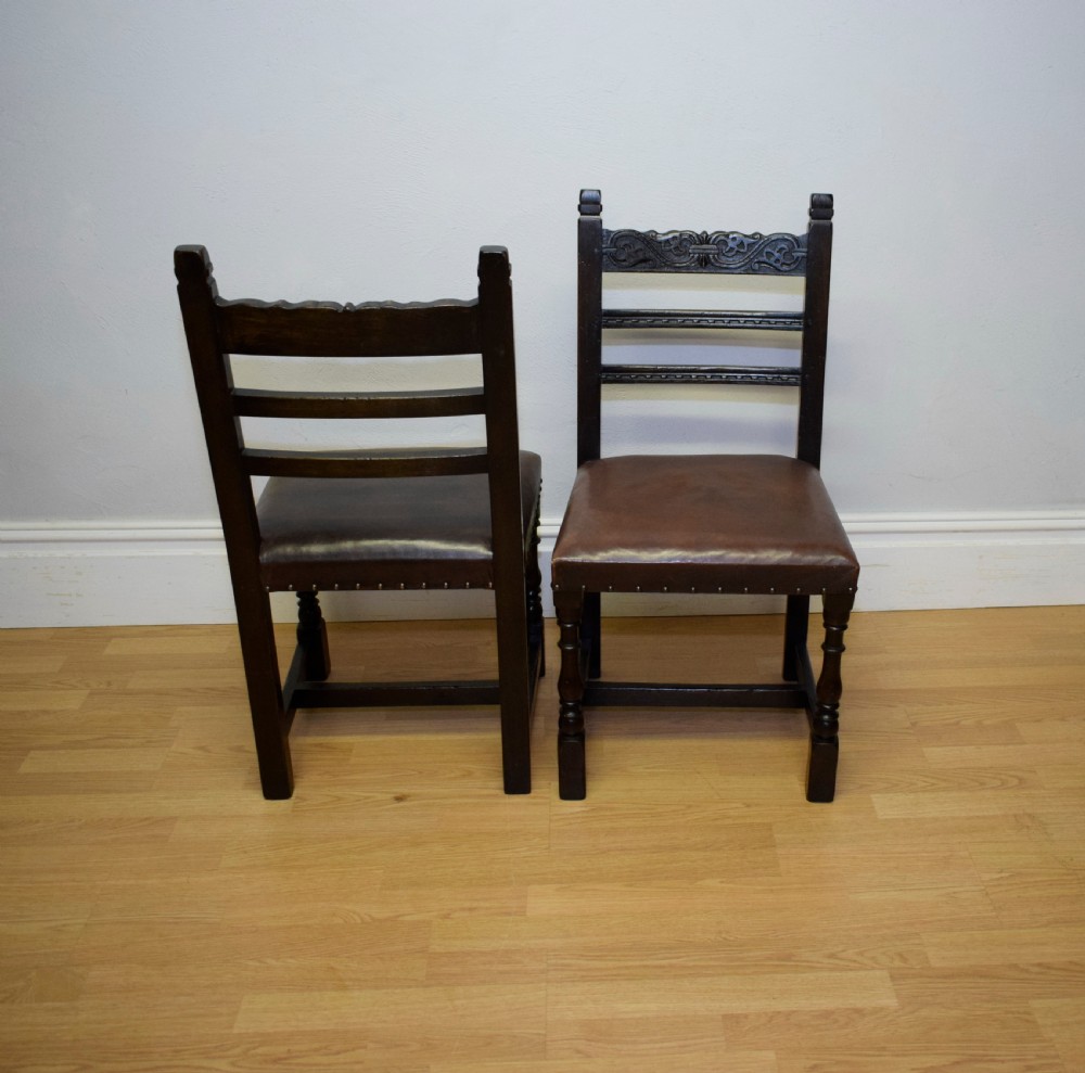 Antique 8 Carved Oak  Dining Chairs View V