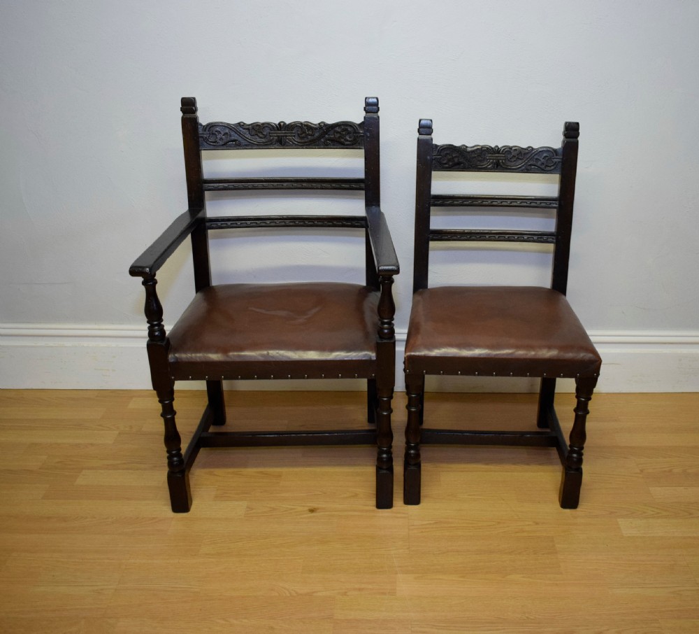 Antique 8 Carved Oak  Dining Chairs View XII