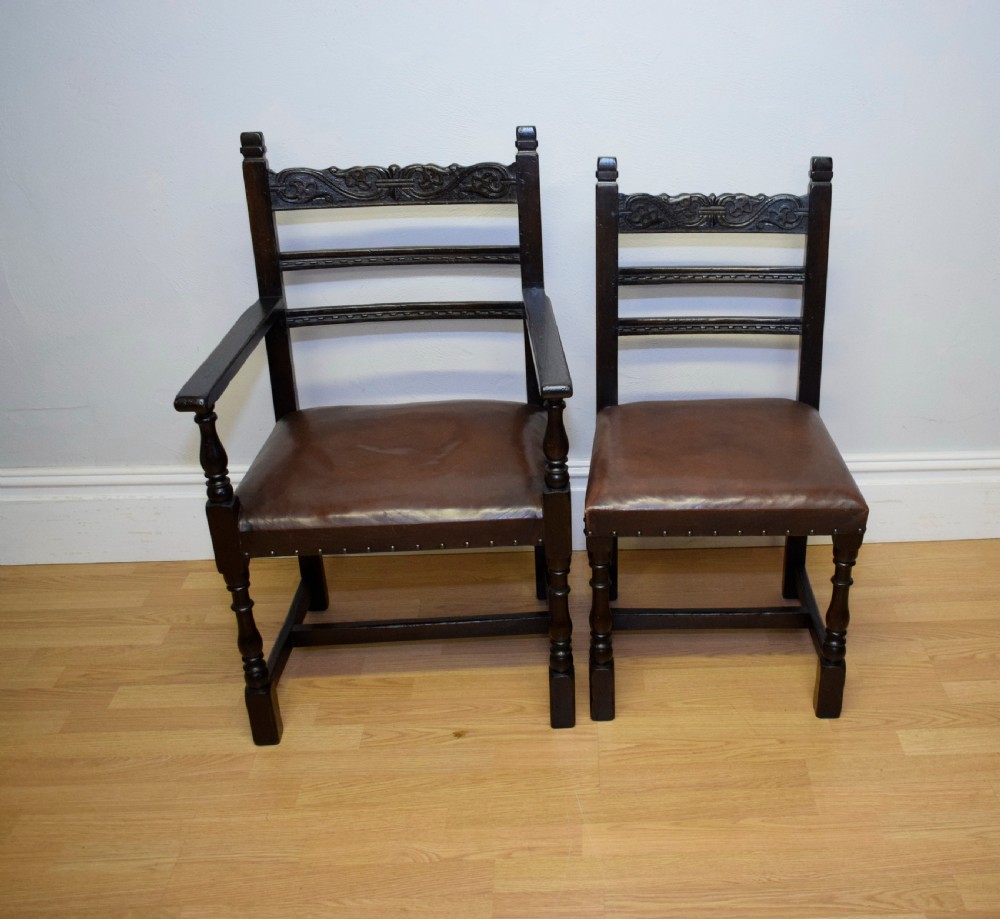 Antique 8 Carved Oak  Dining Chairs View XIII