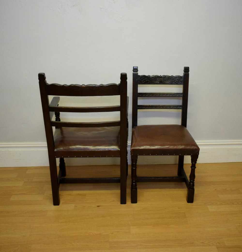 Antique 8 Carved Oak  Dining Chairs View XV