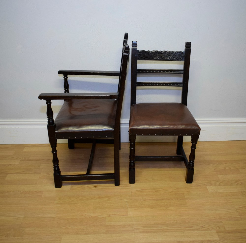 Antique 8 Carved Oak  Dining Chairs View XVI