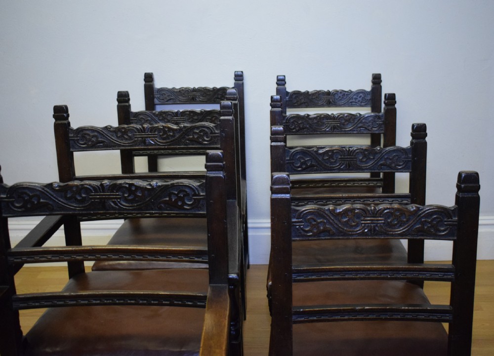 Antique 8 Carved Oak  Dining Chairs View XXII