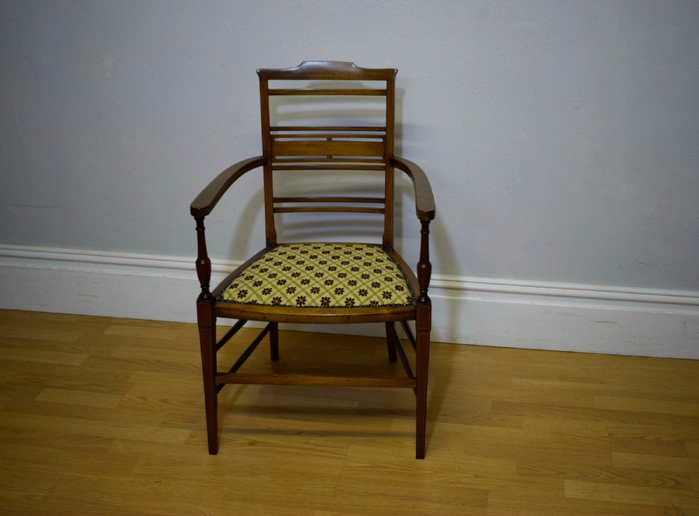 Antique Inlaid Parlour Arm Chair View II