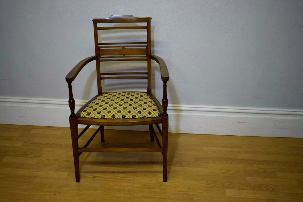 Antique Inlaid Parlour Arm Chair View III