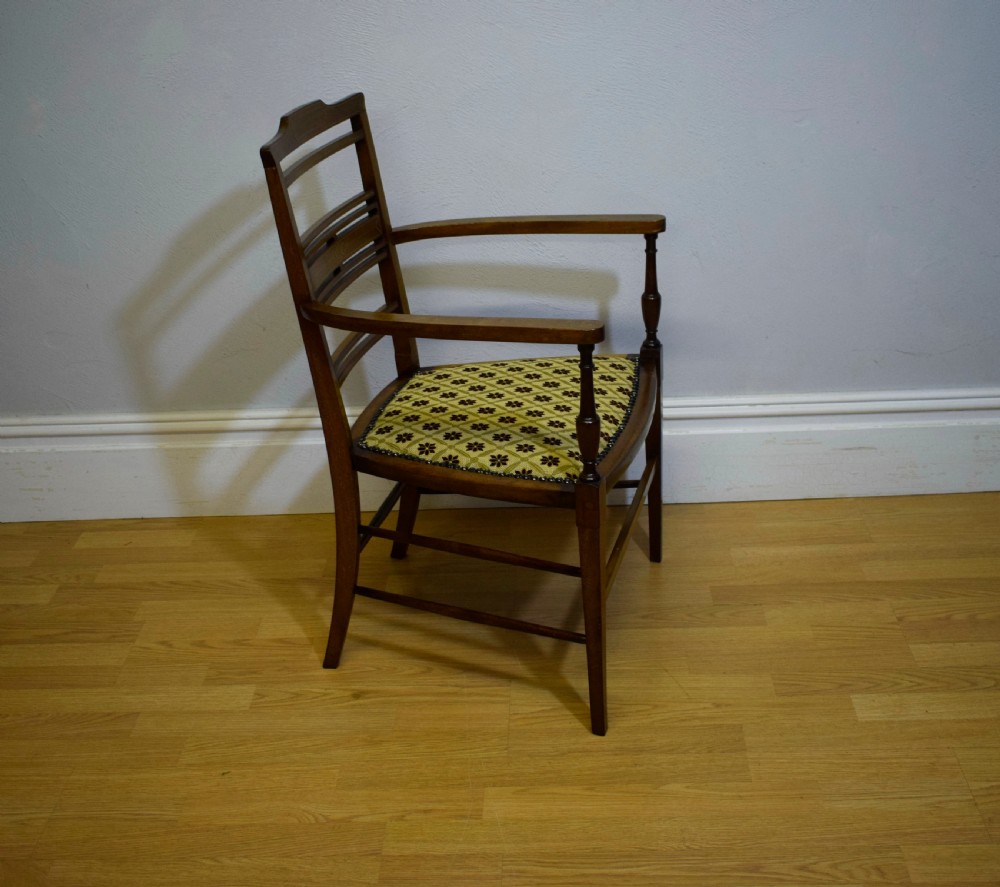 Antique Inlaid Parlour Arm Chair View IV