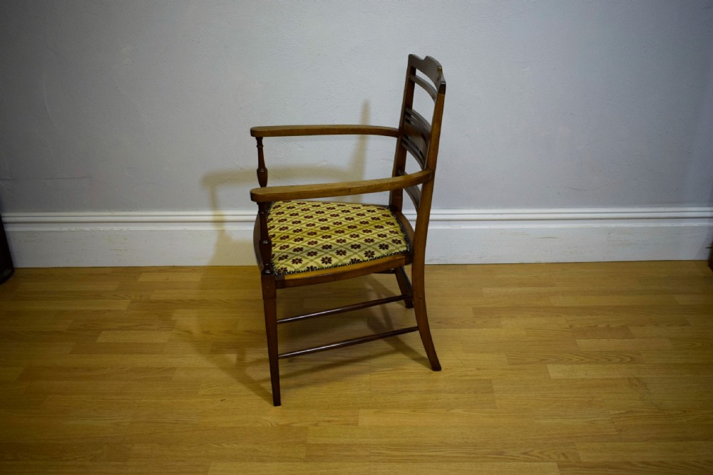 Antique Inlaid Parlour Arm Chair View V