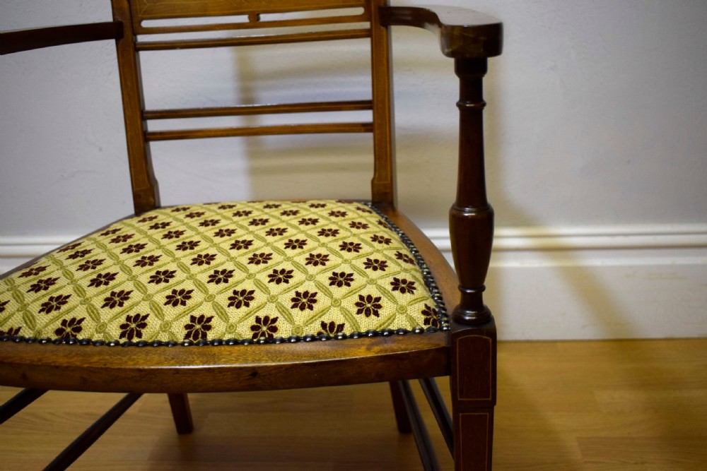 Antique Inlaid Parlour Arm Chair View XIII