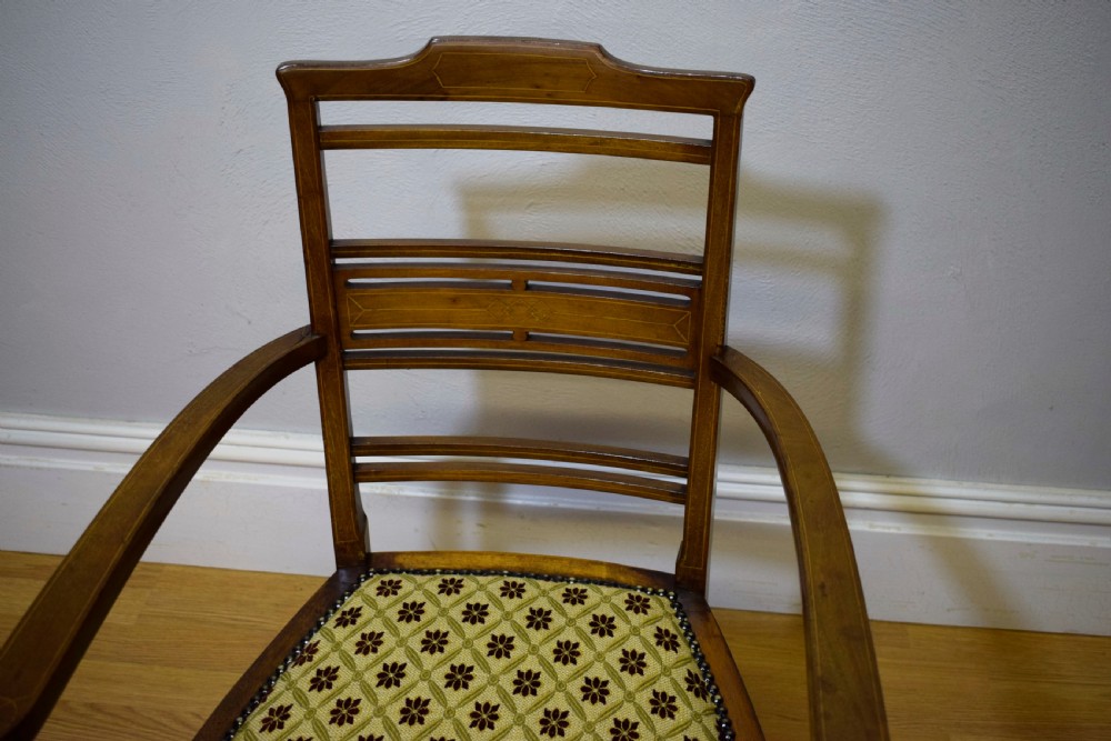 Antique Inlaid Parlour Arm Chair View XVI