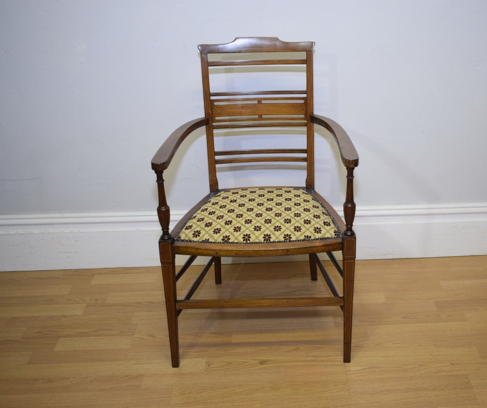 Antique Inlaid Parlour Arm Chair