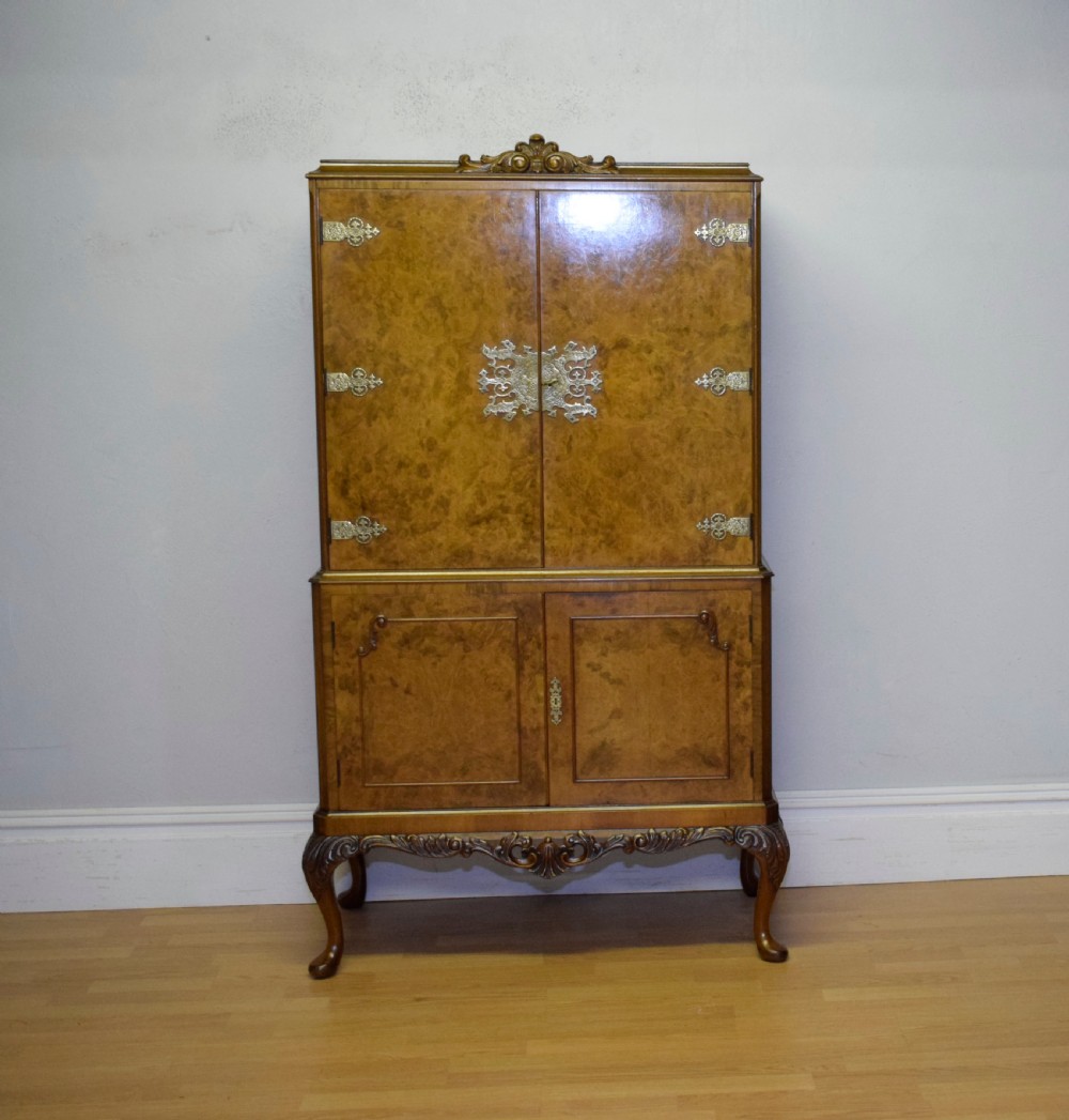 Antique Burr Walnut Cocktail Cabinet View II