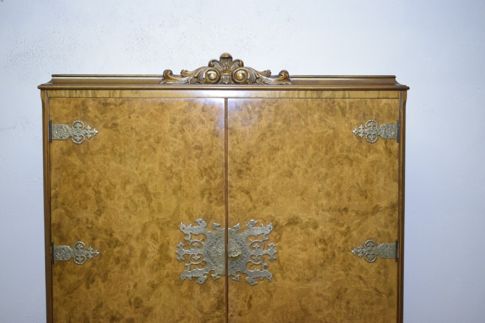 Antique Burr Walnut Cocktail Cabinet View III
