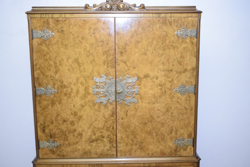 Antique Burr Walnut Cocktail Cabinet View IV