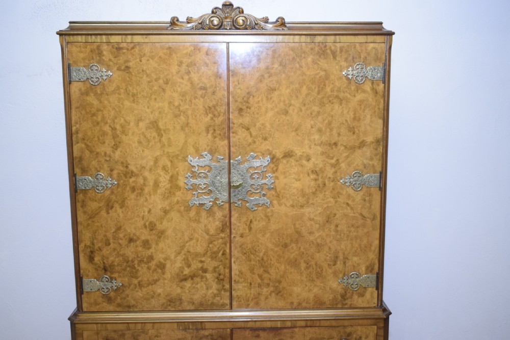 Antique Burr Walnut Cocktail Cabinet View V