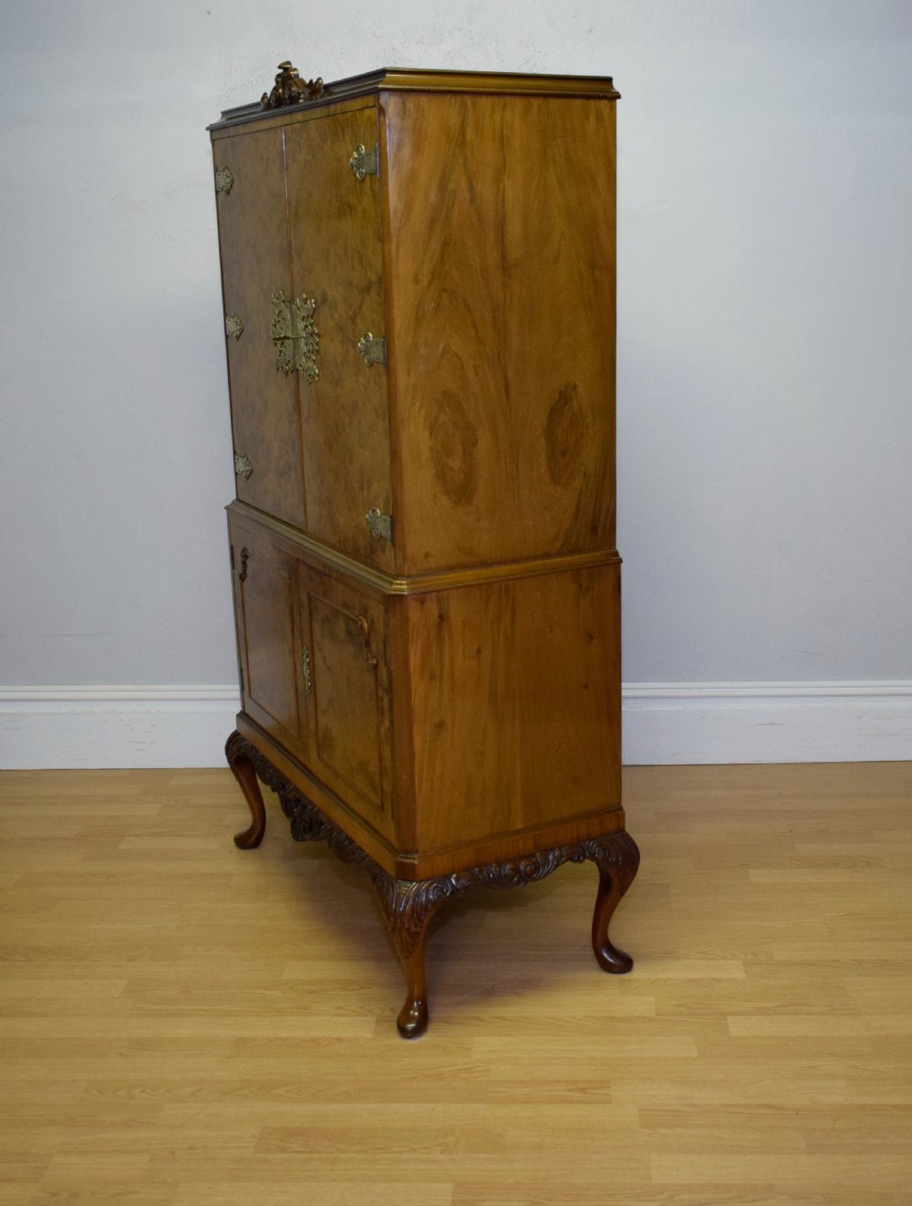 Antique Burr Walnut Cocktail Cabinet View XV