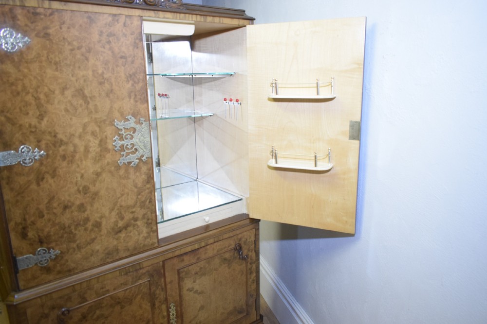 Antique Burr Walnut Cocktail Cabinet View XXIII