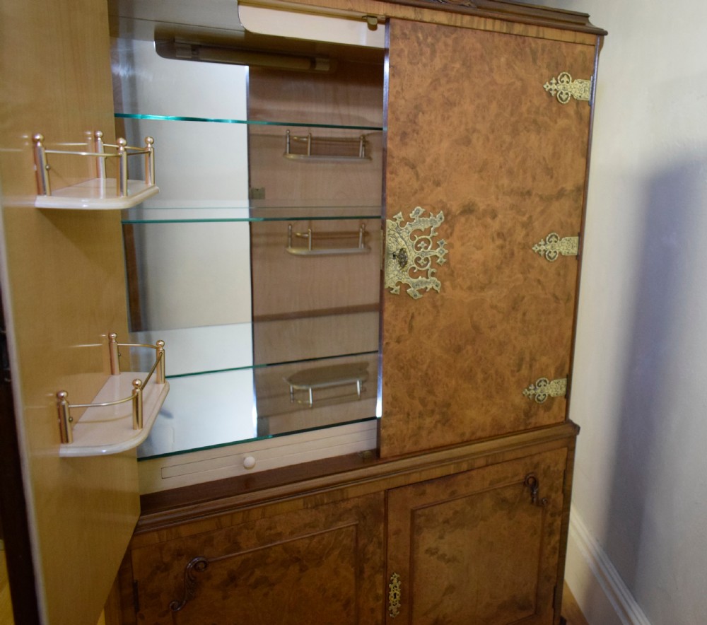 Antique Burr Walnut Cocktail Cabinet View XXVI