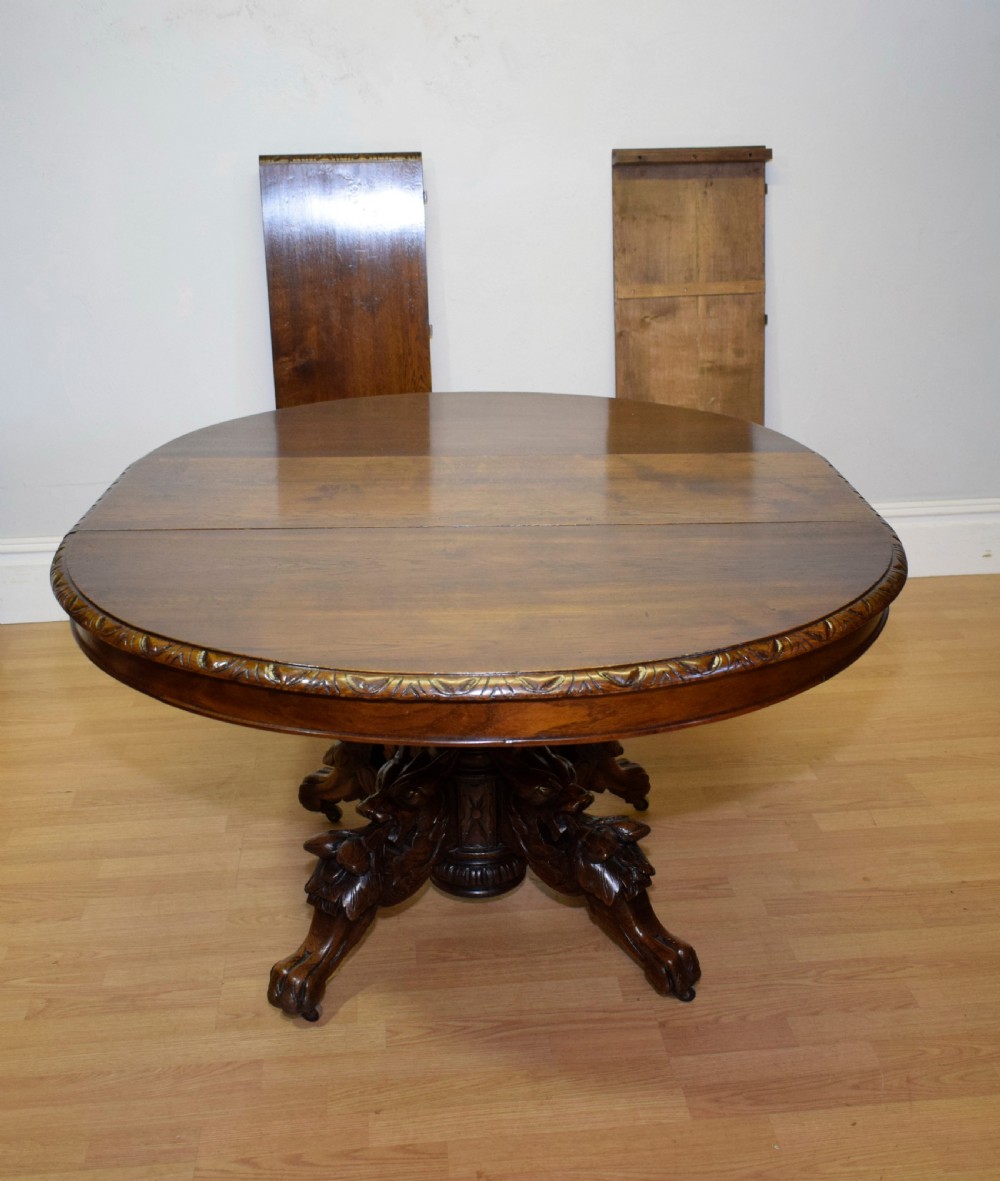 Antique Oak Dining Table View XVII