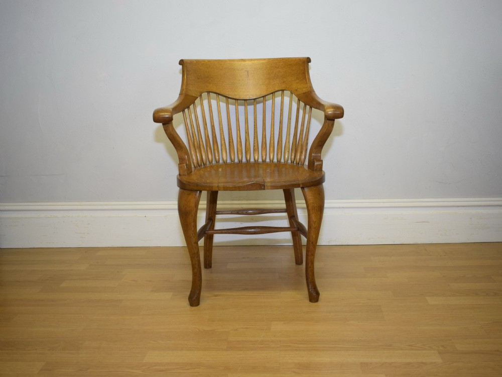 Antique English Victorian Desk Chair in Oak View XXII