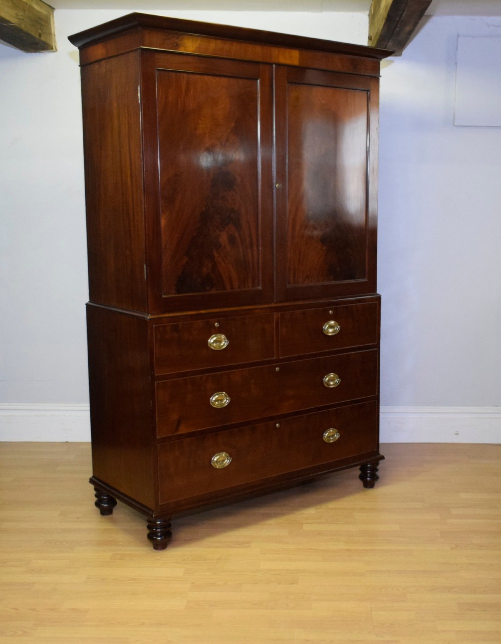 Victorian Flame Mahogany Linen Press View V