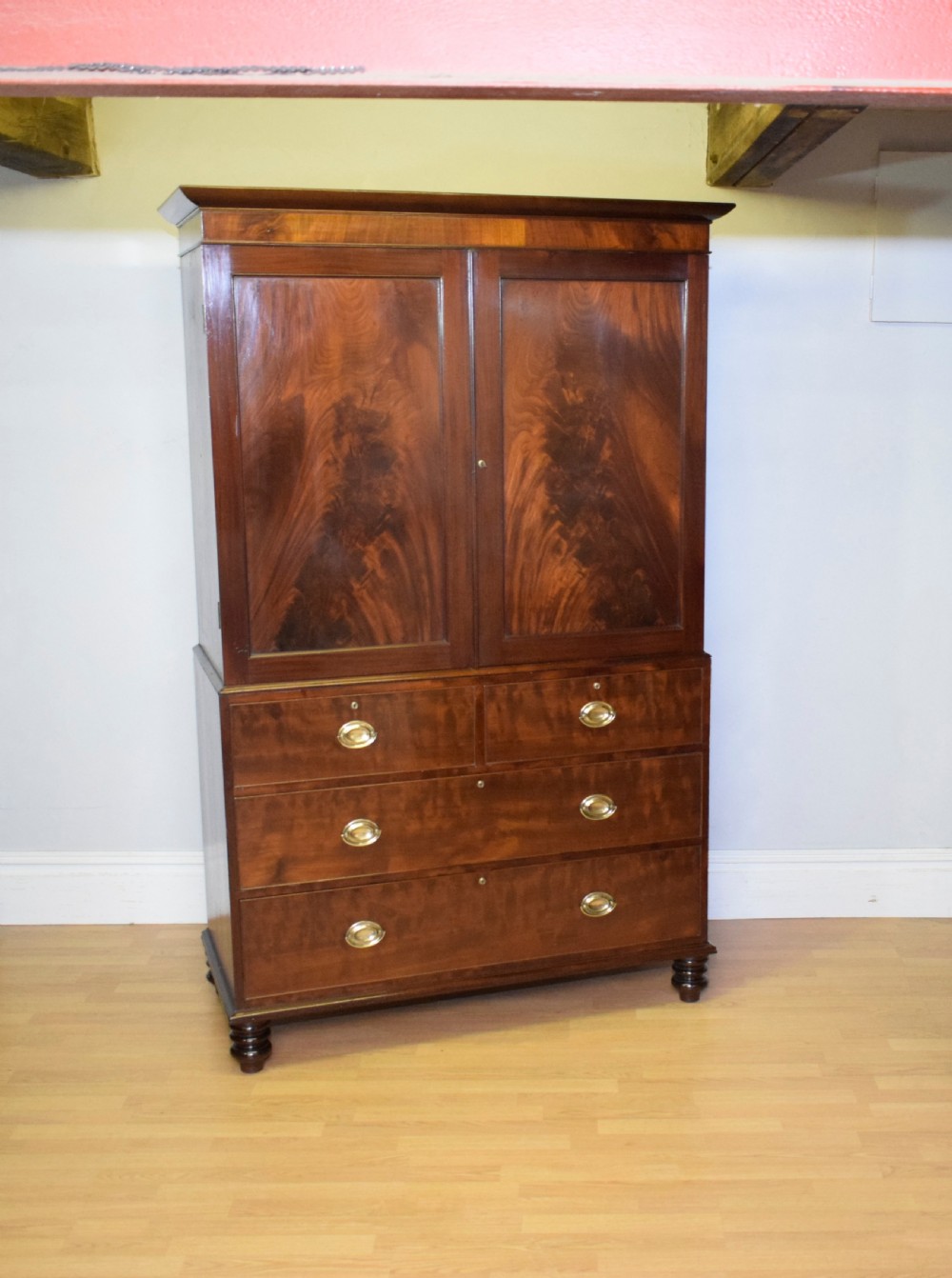 Victorian Flame Mahogany Linen Press View IX