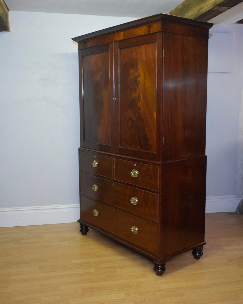 Victorian Flame Mahogany Linen Press View XIII