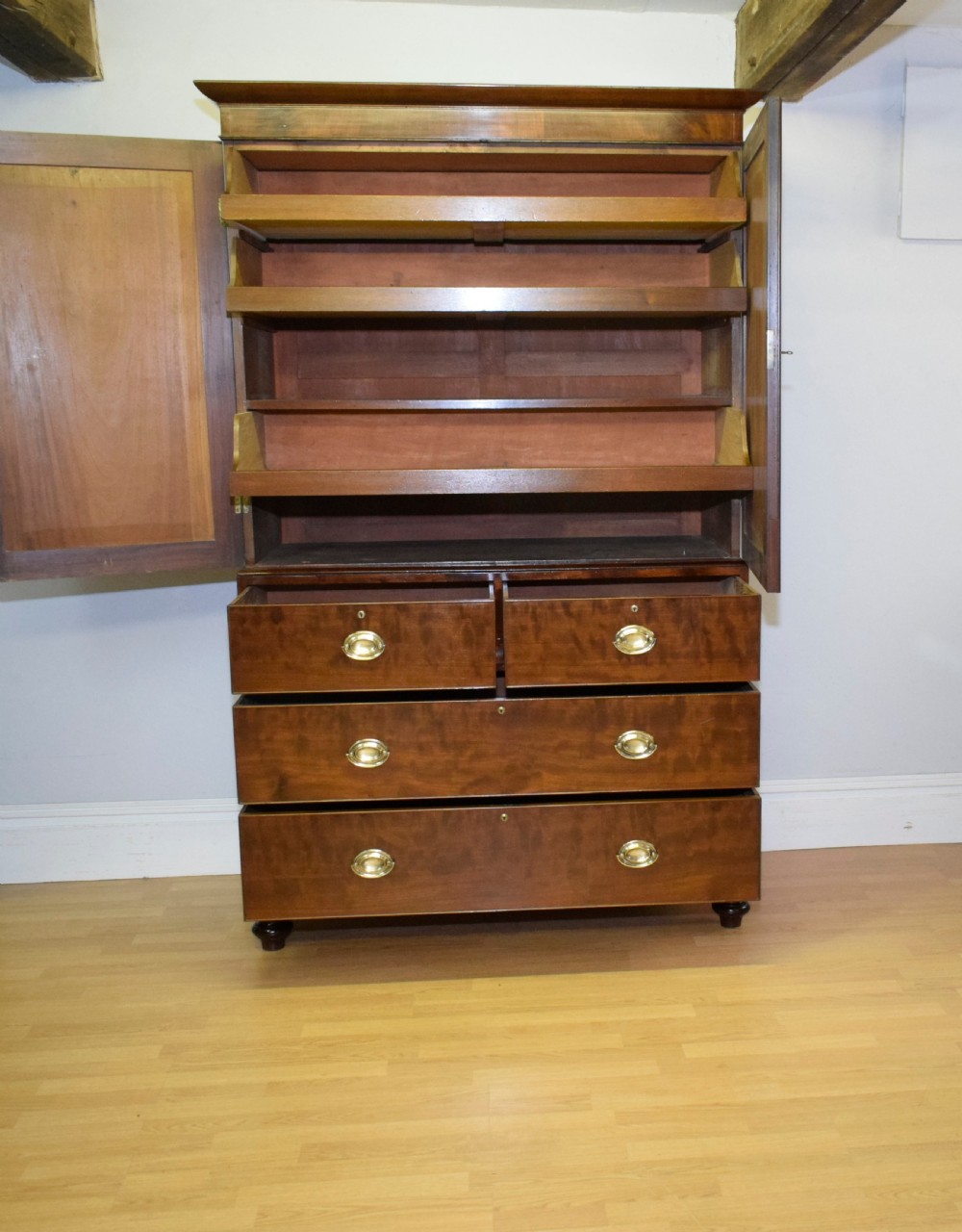 Victorian Flame Mahogany Linen Press View XVII