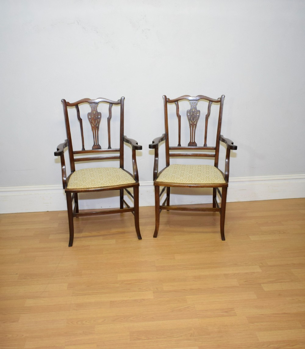 Antique Pair of Edwardian Arm Chairs 