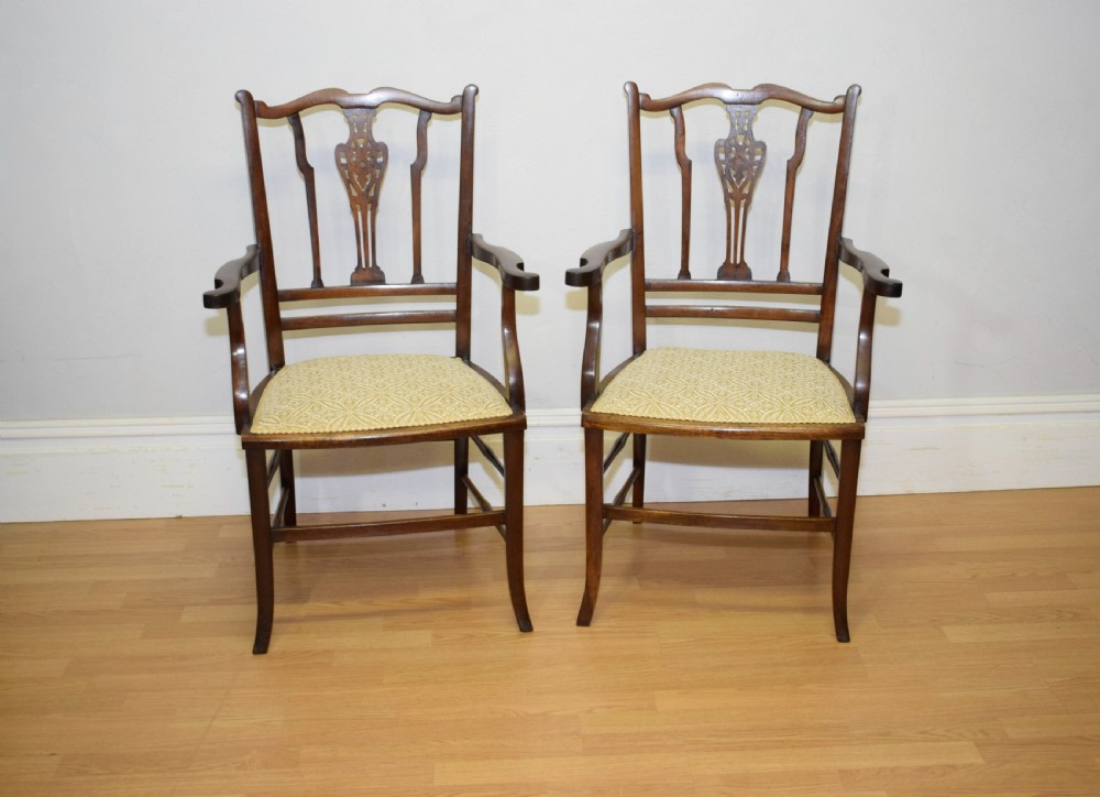 Antique Pair of Edwardian Arm Chairs  View II