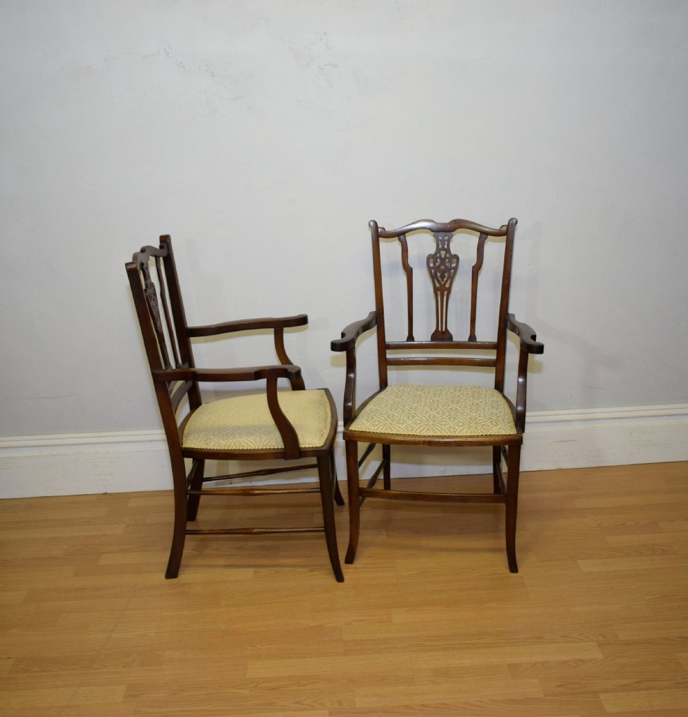 Antique Pair of Edwardian Arm Chairs  View VII