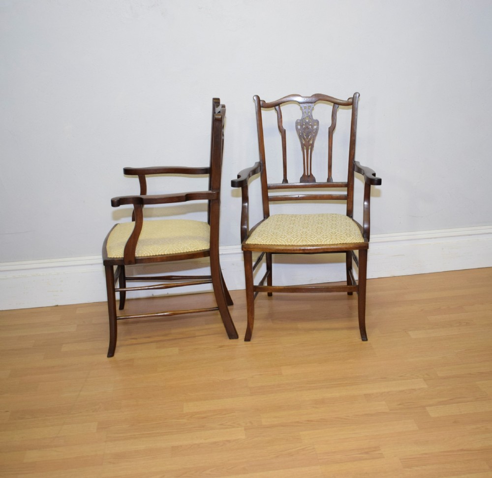 Antique Pair of Edwardian Arm Chairs  View IX