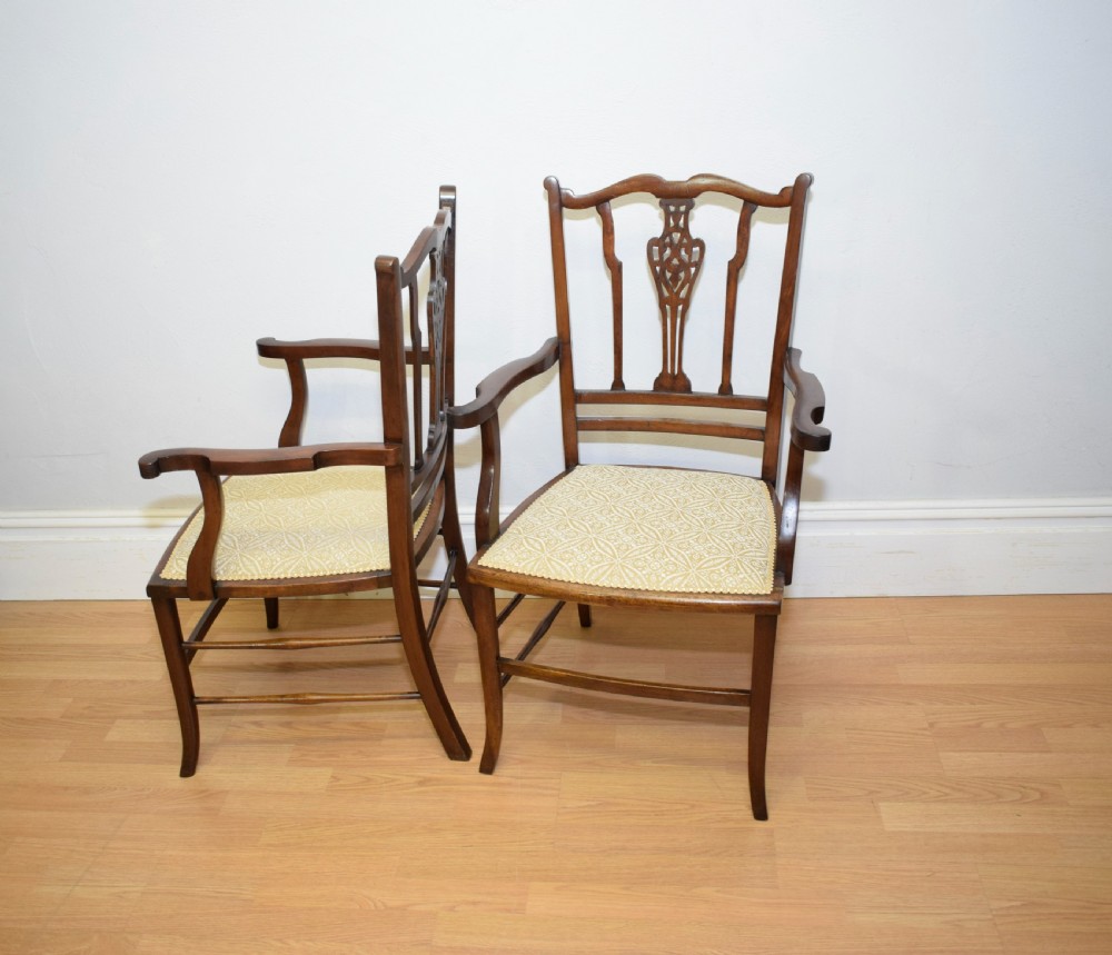 Antique Pair of Edwardian Arm Chairs  View XIII