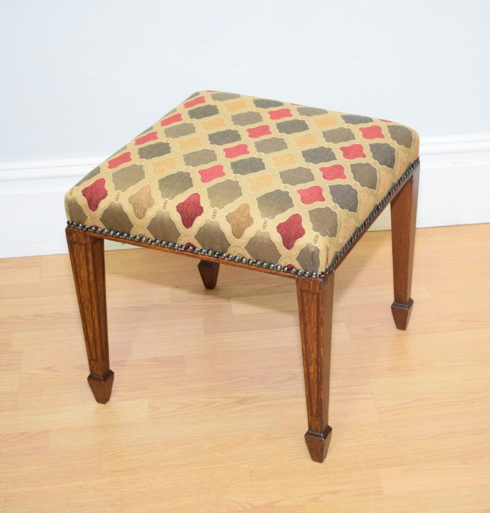 Antique Edwardian Oak Inlaid Stool  View III