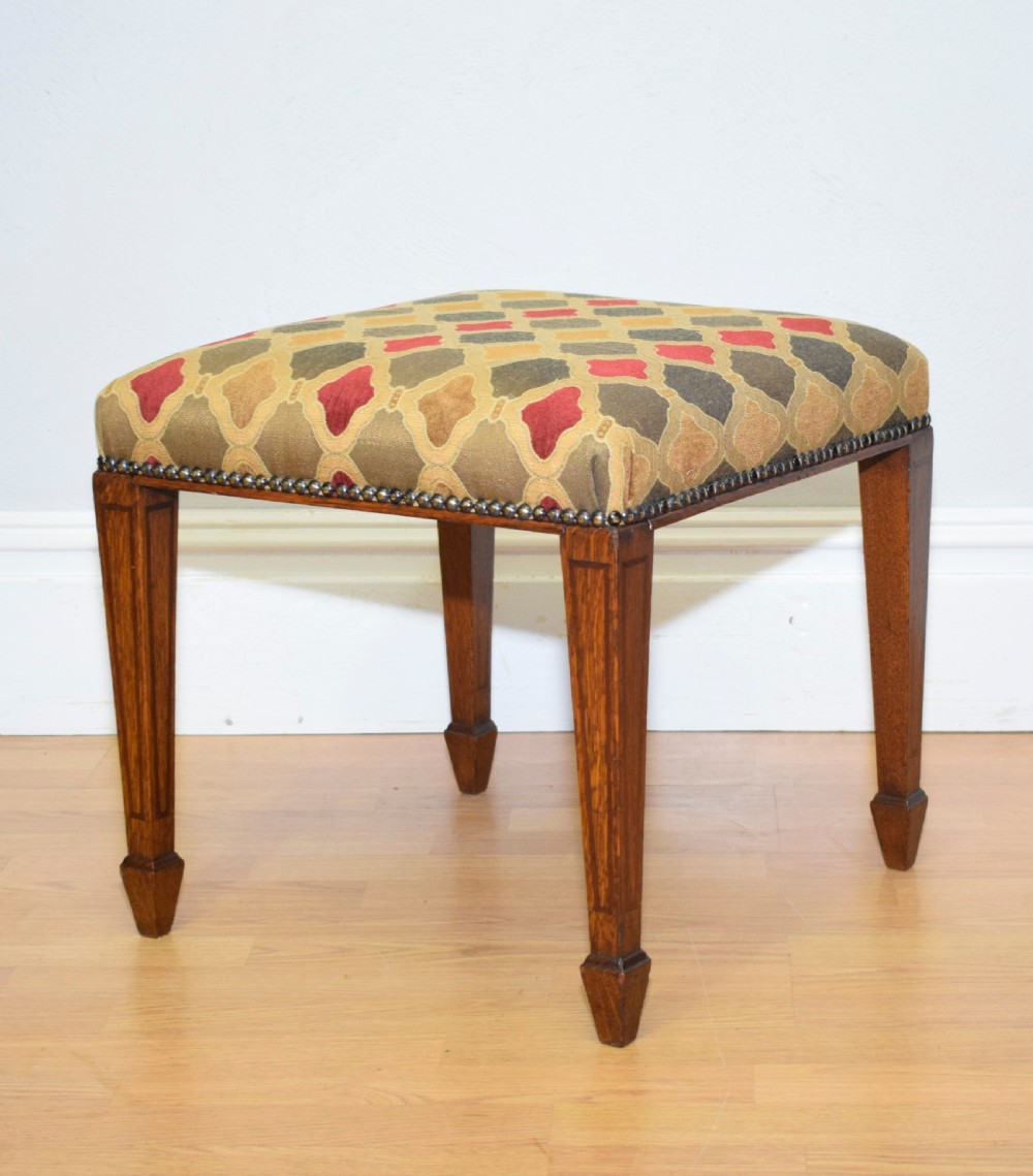 Antique Edwardian Oak Inlaid Stool  View IV