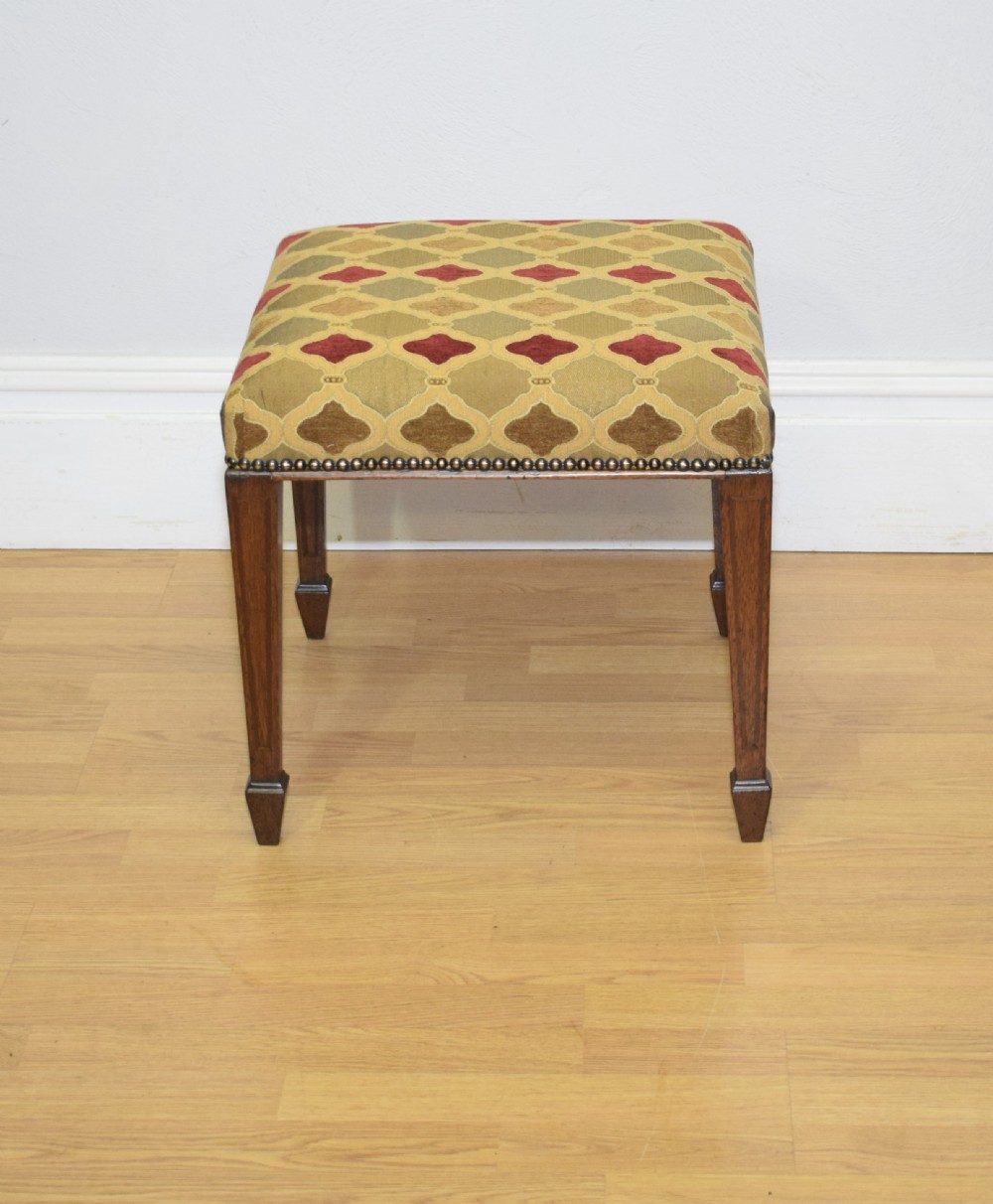 Antique Edwardian Oak Inlaid Stool  View V