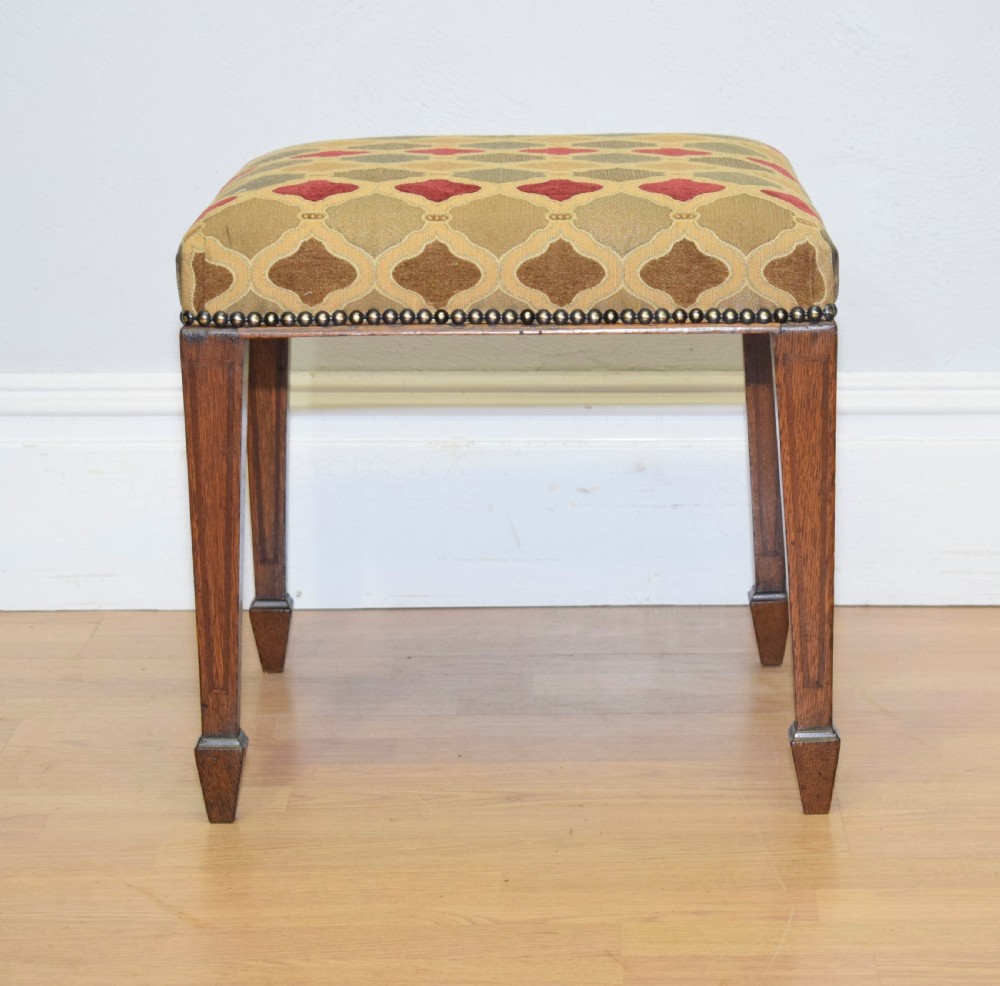 Antique Edwardian Oak Inlaid Stool  View VI