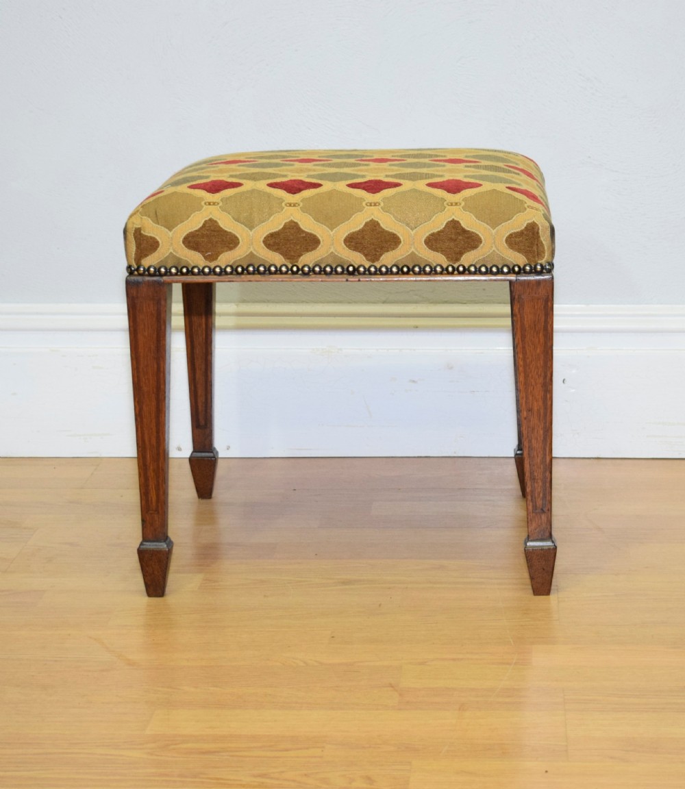 Antique Edwardian Oak Inlaid Stool  View VII