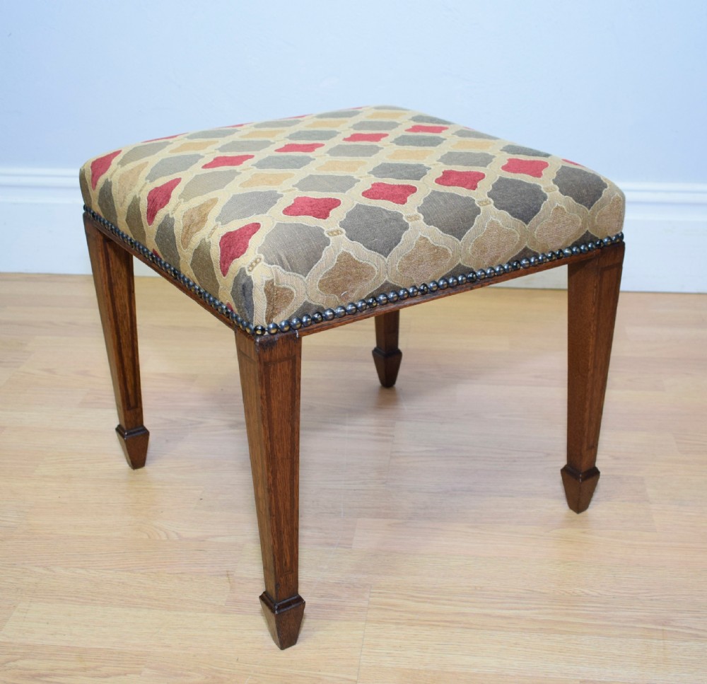 Antique Edwardian Oak Inlaid Stool  View VIII