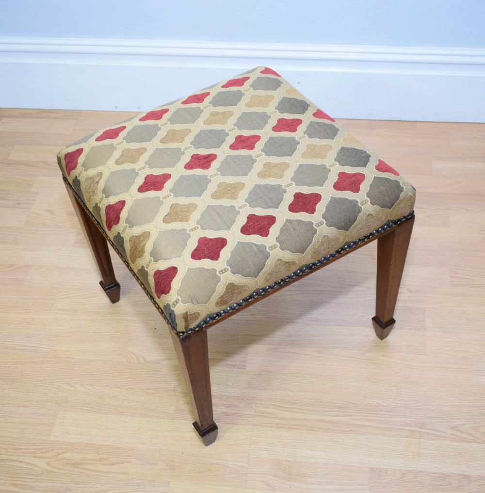 Antique Edwardian Oak Inlaid Stool  View X