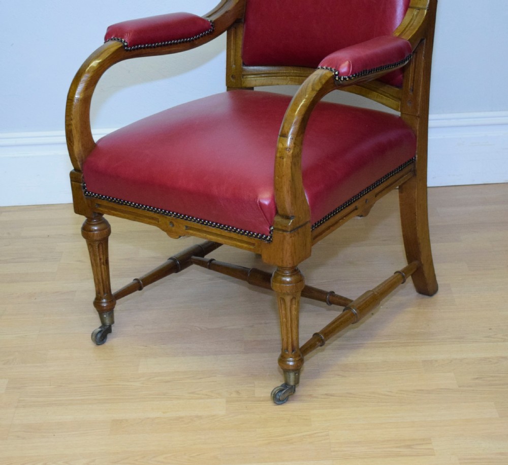 Victorian Oak Library Chair View XI