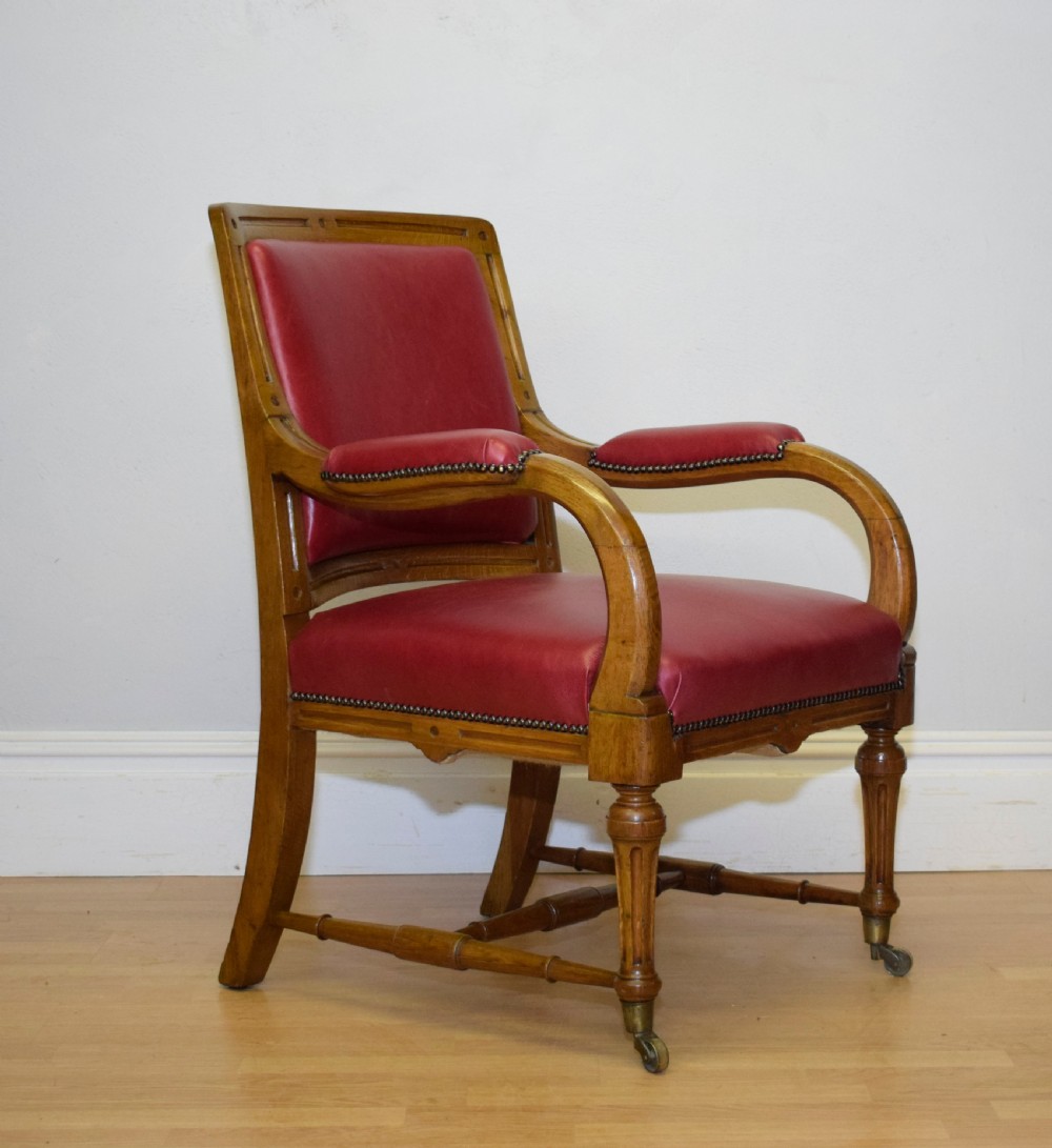 Victorian Oak Library Chair View XIII