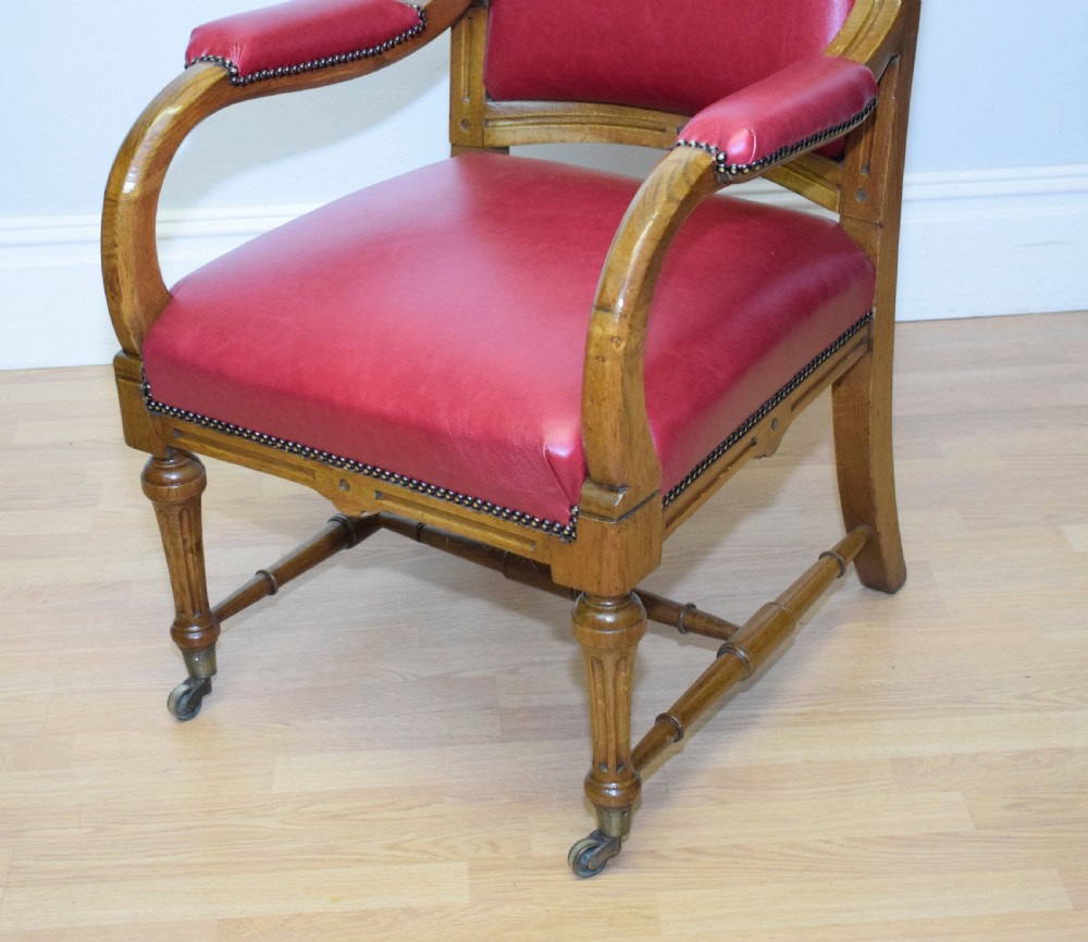 Victorian Oak Library Chair View XVI
