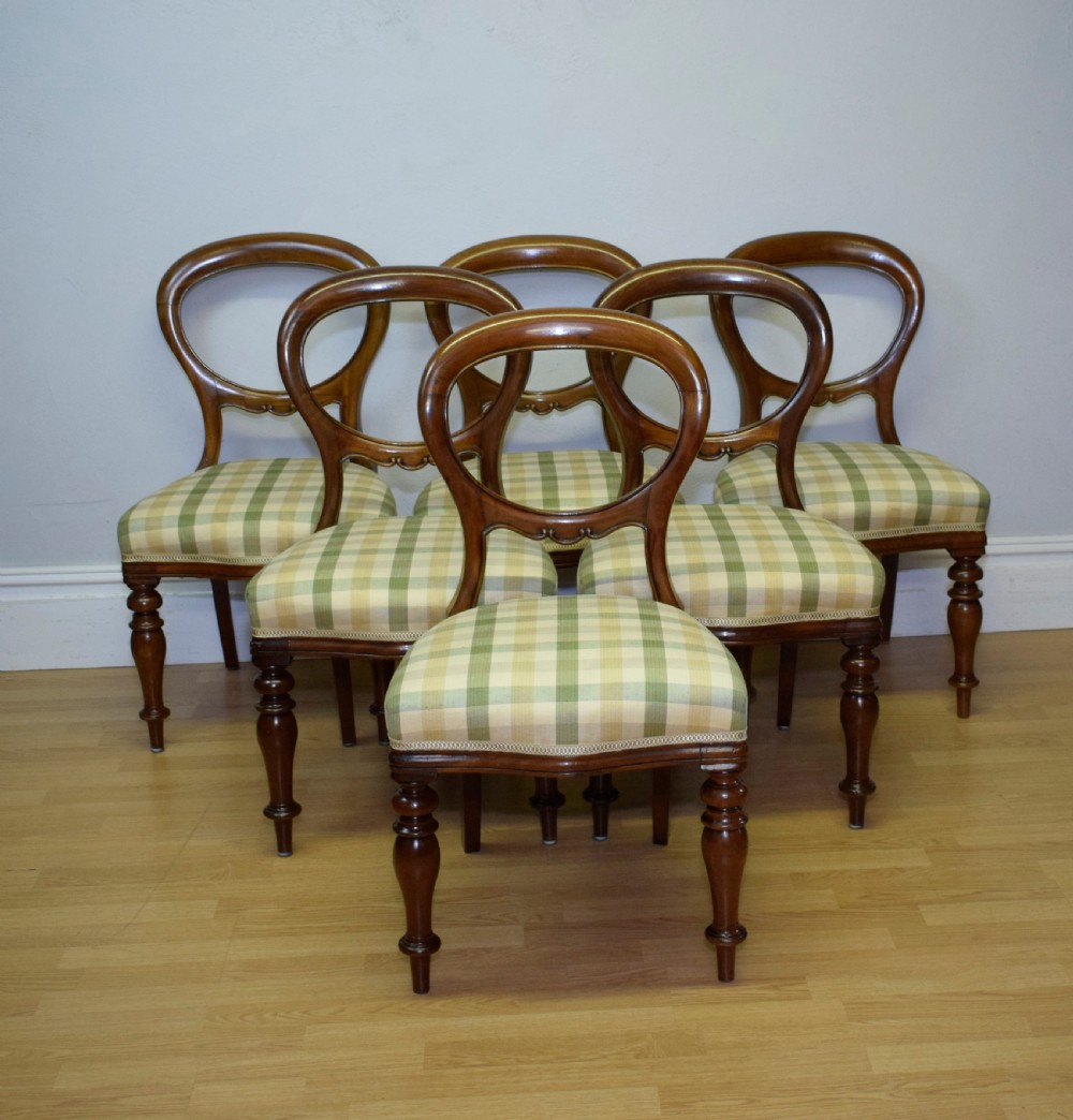 Antique Victorian Balloon Back Dining Chairs Set of Six
