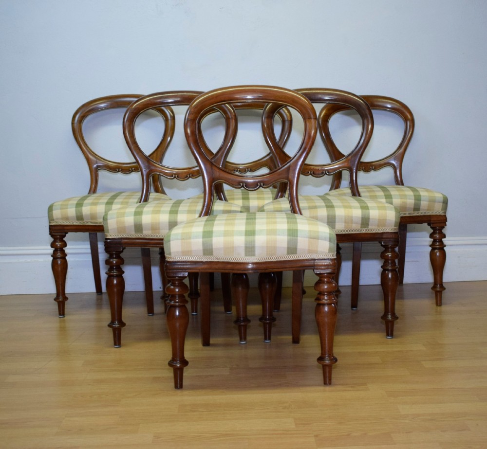Antique Victorian Balloon Back Dining Chairs Set of Six View II