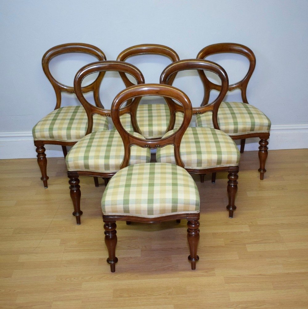 Antique Victorian Balloon Back Dining Chairs Set of Six View IV