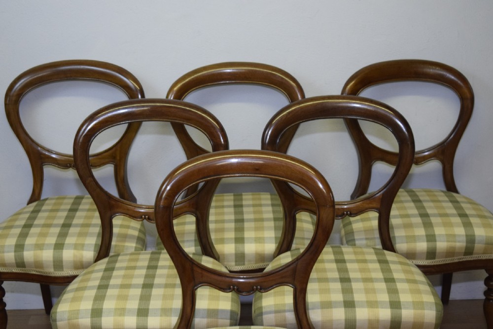 Antique Victorian Balloon Back Dining Chairs Set of Six View VI