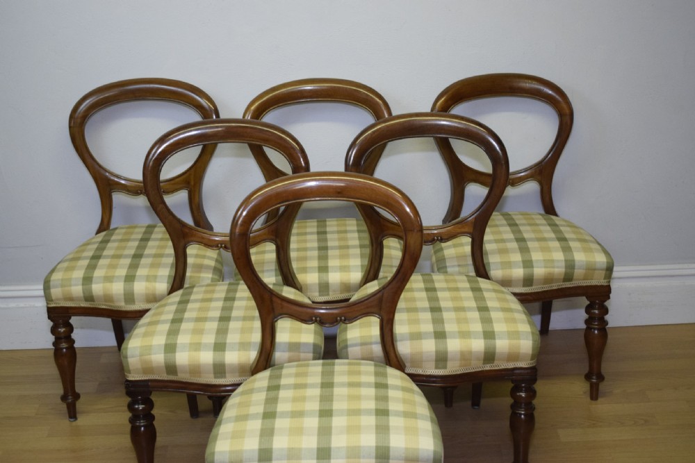 Antique Victorian Balloon Back Dining Chairs Set of Six View VII