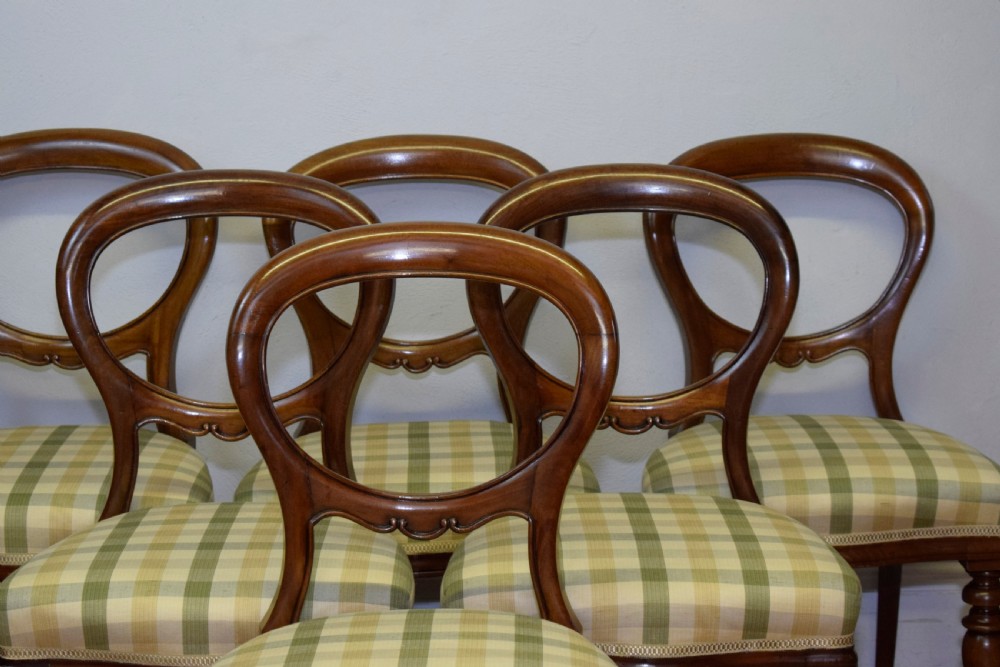 Antique Victorian Balloon Back Dining Chairs Set of Six View IX