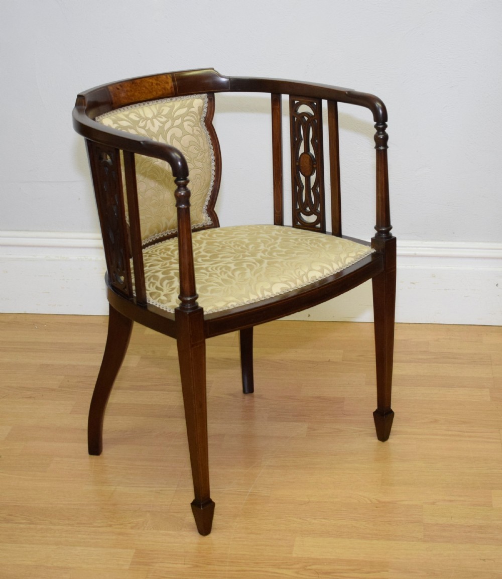 Antique Edwardian Inlaid Tub Chair View III